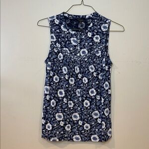 Lucky Brand Blue and White Floral Tank Top